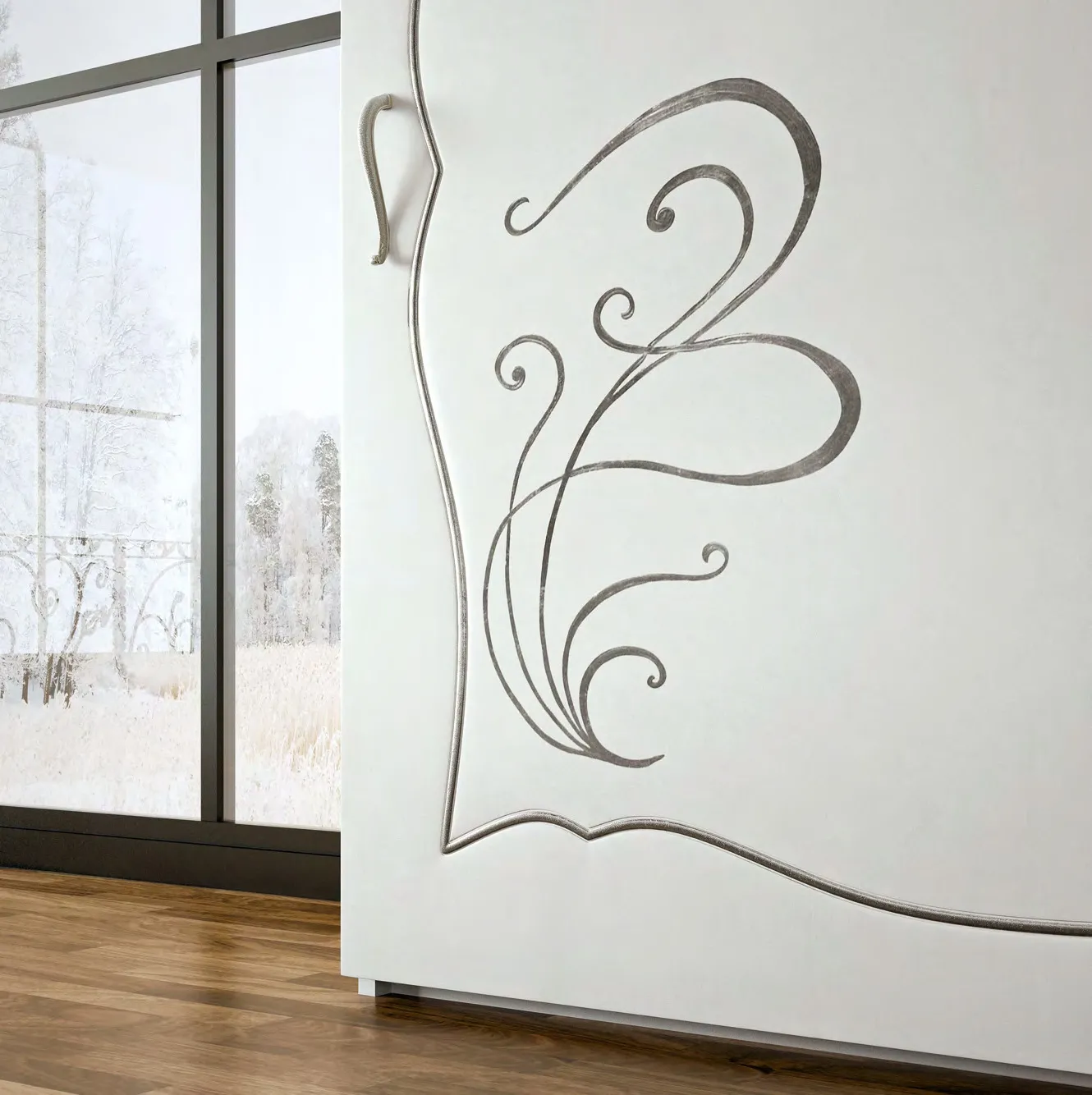 Decoro a mano sull'anta dell'armadio Danny Euro Design