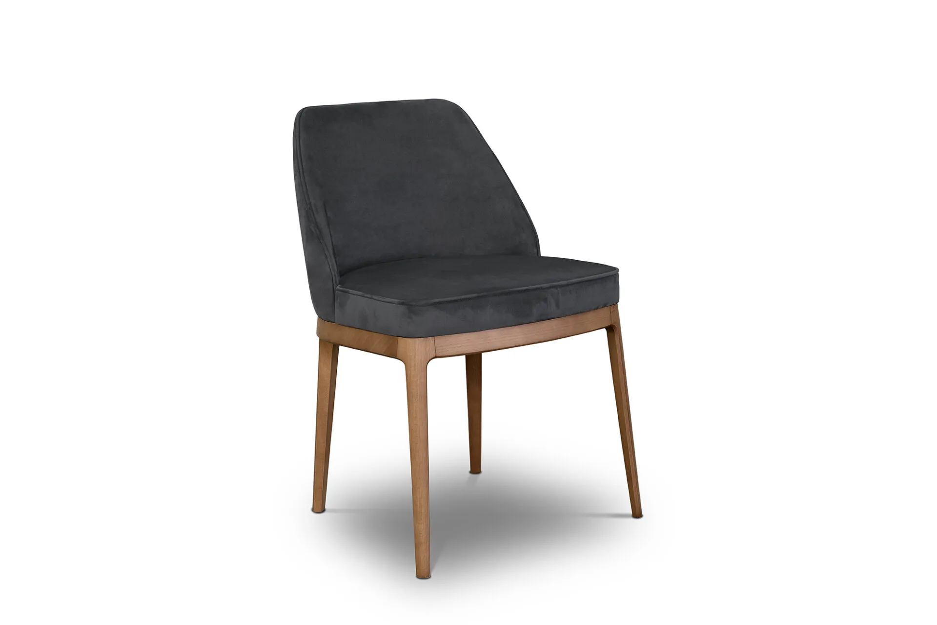 Sedia Tosato 50.46 in tessuto grigio scuro con gambe in faggio Nocciola