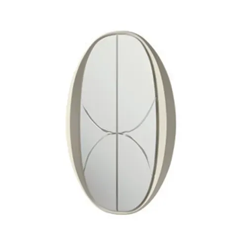 Specchiera ovale Ellipse Francesco Pasi con pannelli chiari a linee curve, fondo bianco