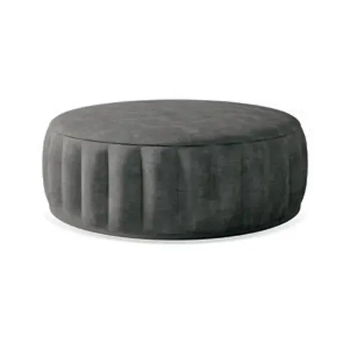 Pouf grande Ellipse Francesco Pasi rotondo in velluto grigio, fondo bianco