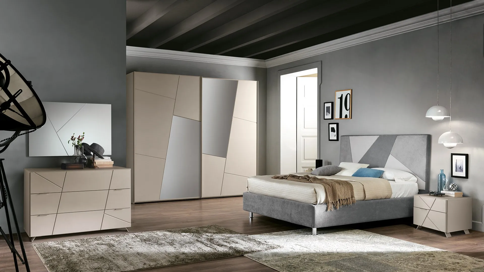 Camera da letto Abaco 102 Gierre con letto, comodini e armadio coordinati