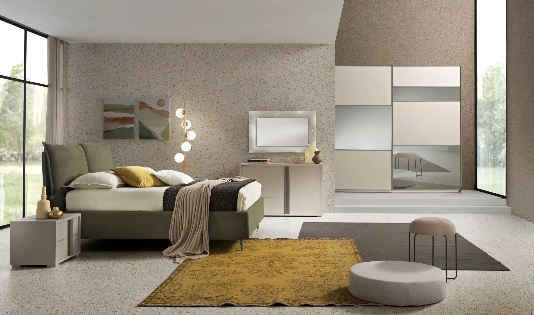 Camera da letto Abaco 125 Gierre in Cachemire e Grigio Londra