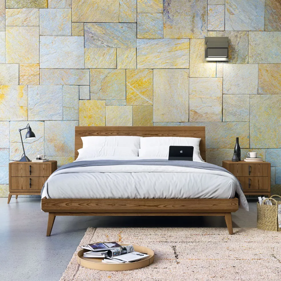 Letto Nova Concept Imba visto frontalmente con due comodini in frassino