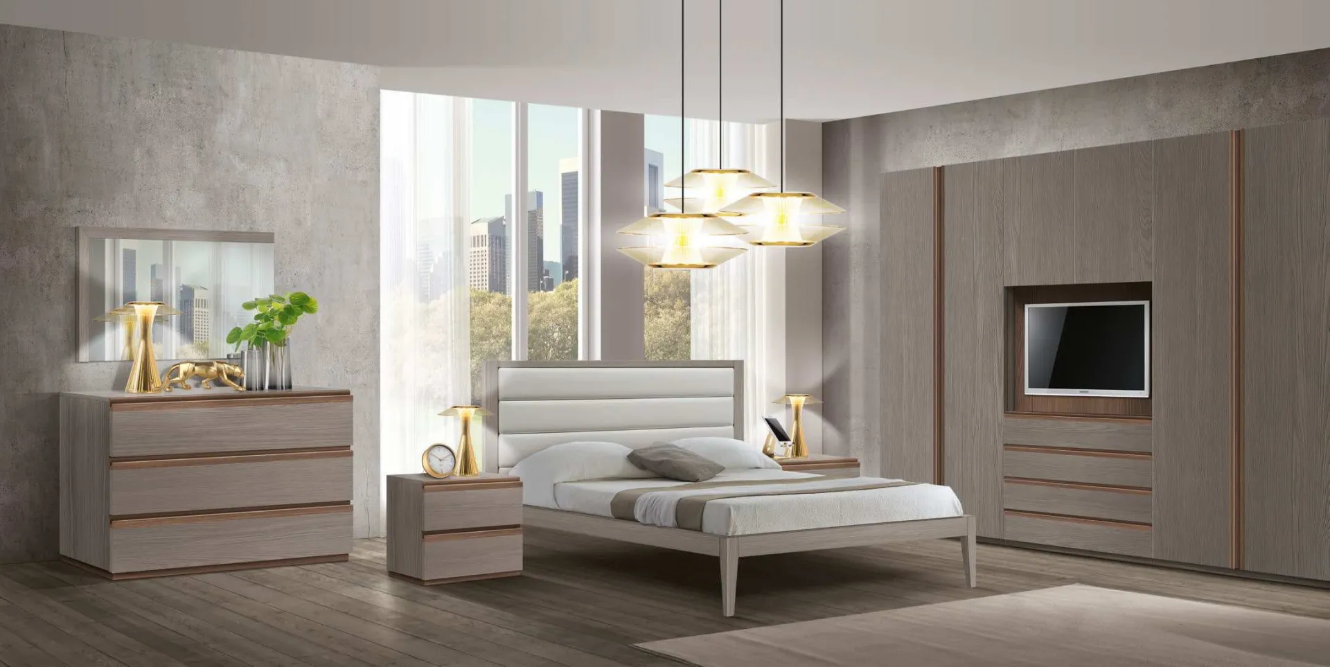Letto imbottito Icon 2.4 Imba in frassino chiaro con testata a cuscini orizzontali