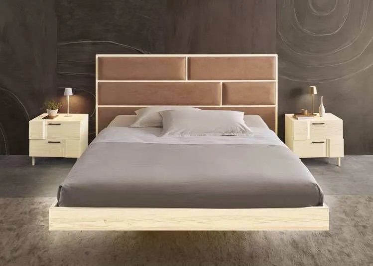 Comodini Icon 2.4 Imba chiari a due cassetti ai lati del letto con testata in legno