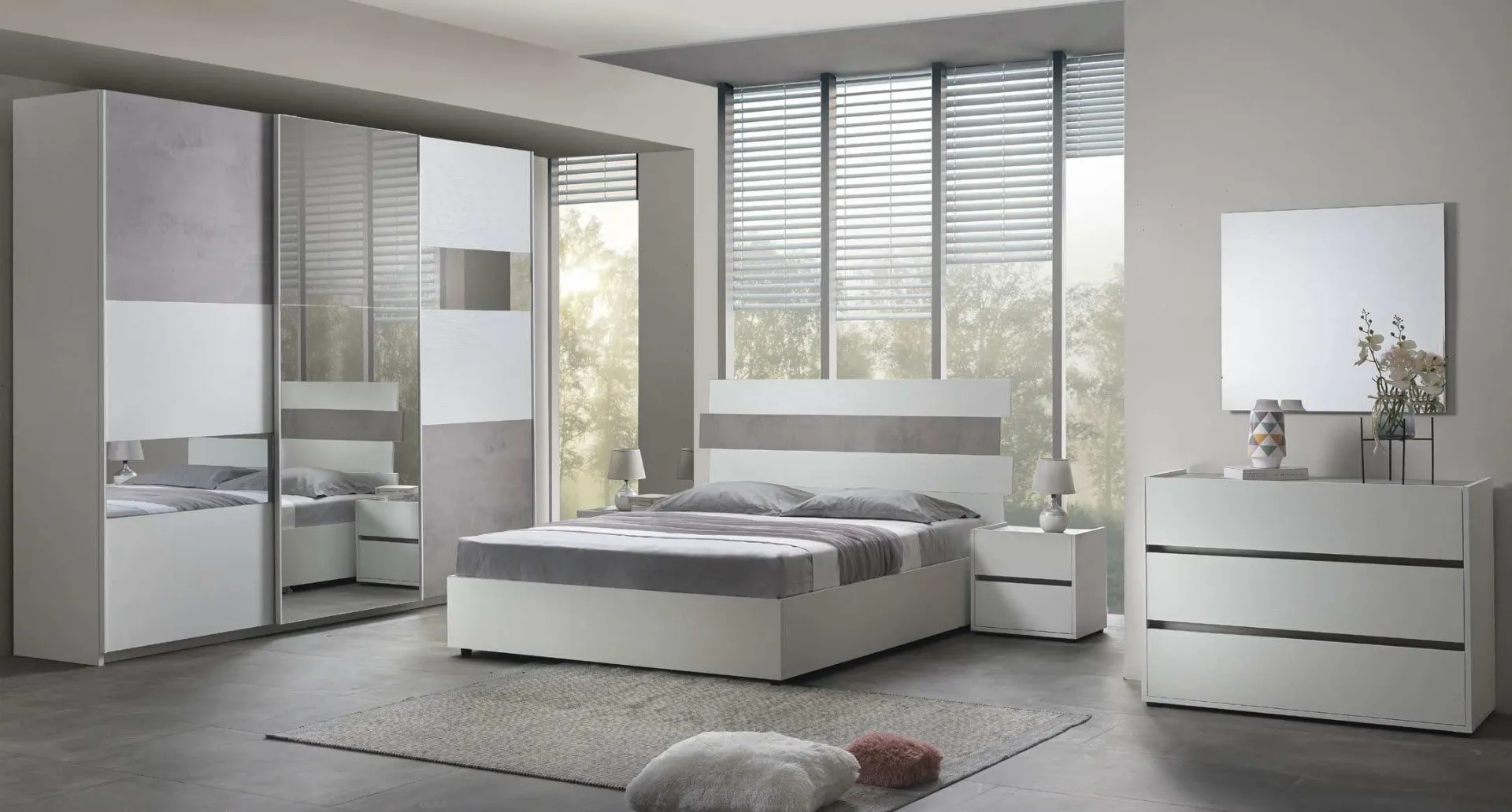 Camera da letto IC430 Icon 2.4 Imba in ossido grigio chiaro e bianco larice