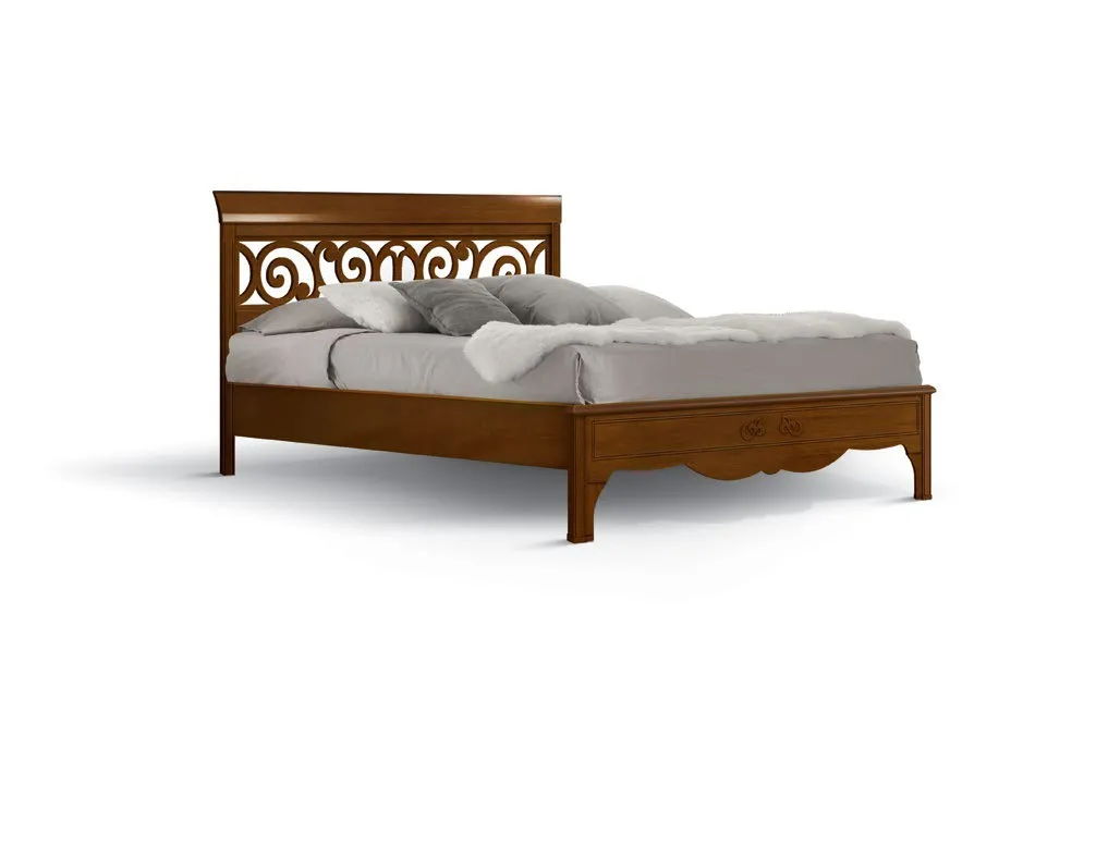 Letto Icon 2.0 Imba in tinta noce con testata traforata su fondo bianco