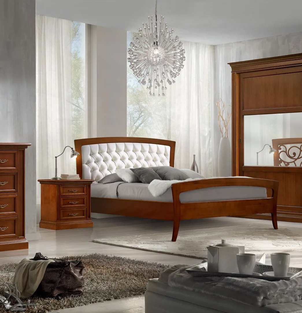 Letto imbottito Icon 2.0 Imba in tinta noce con testata capitonné chiara