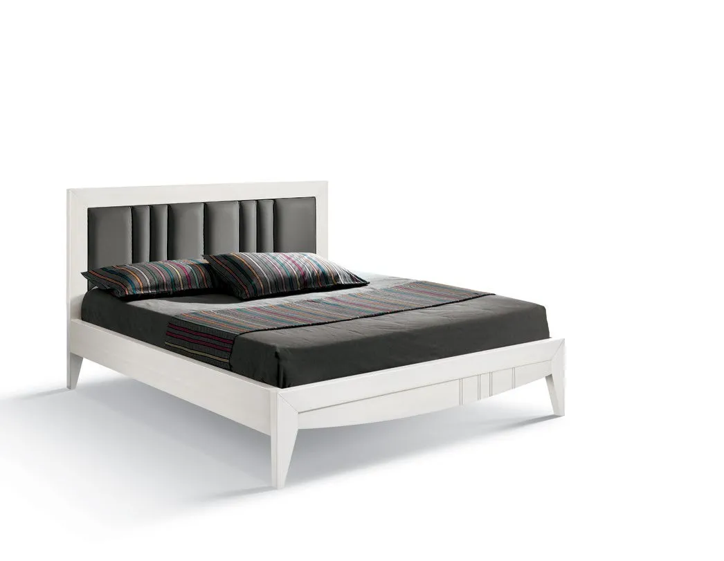 Letto Icon 2.0 Imba bianco con testata imbottita a fasce scure