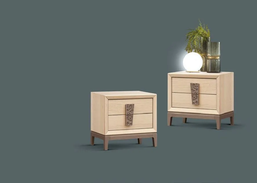 Coppia di comodini in frassino Trend Style Imba con maniglie in legno