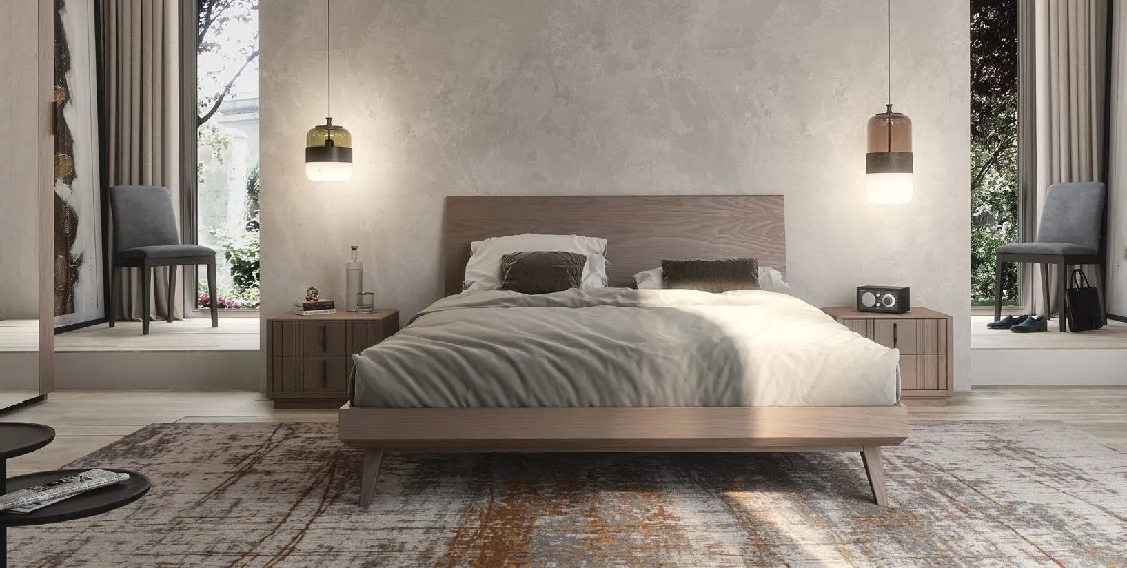 Letto in frassino Trend Style Imba con testata in legno