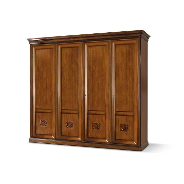 Armadio Trend Style Imba a quattro ante battenti intagliate in legno