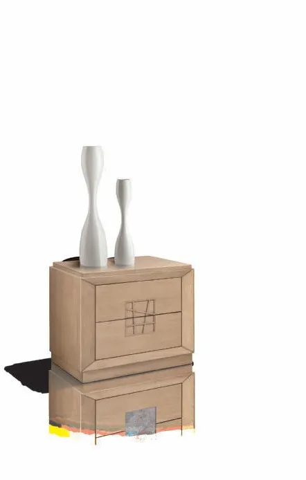 Comodino House Project Imba a due cassetti in legno chiaro su fondo bianco