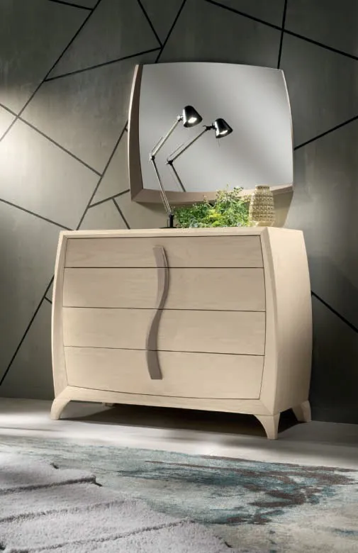 Comò House Project Imba chiaro a quattro cassetti con maniglia in legno