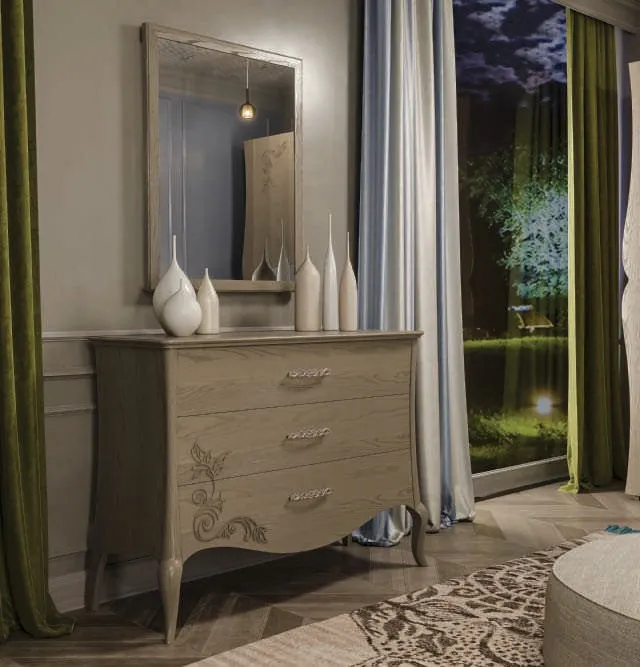 Comò con traforo House Project Imba grigio a tre cassetti