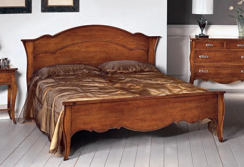 Letto matrimoniale Marte Imba tinta noce con testata sagomata