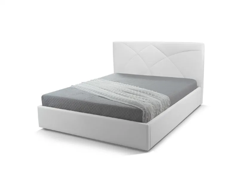 Letto Fiore Imba bianco con testata a cuciture su fondo chiaro