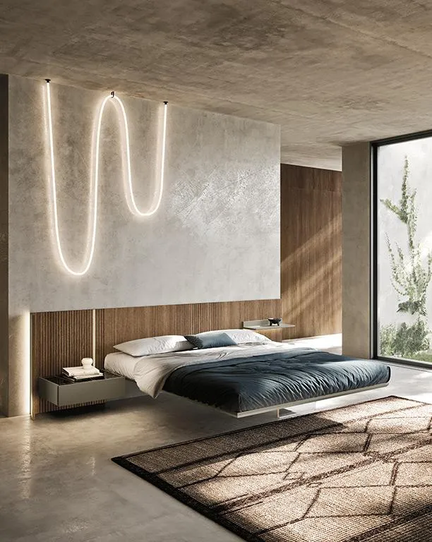 Letto Sipario N11 MobilGam con comodino sospeso in legno
