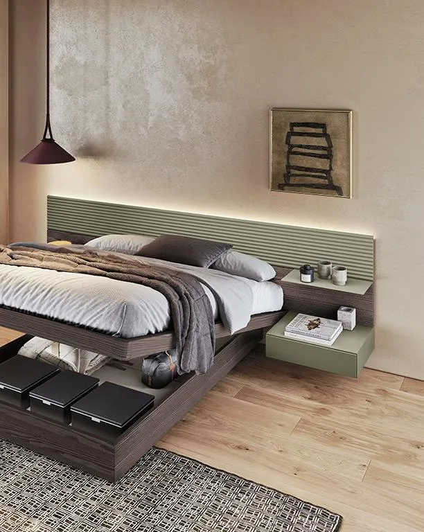 Letto N14 MobilGam con rete sollevata e vano contenitore