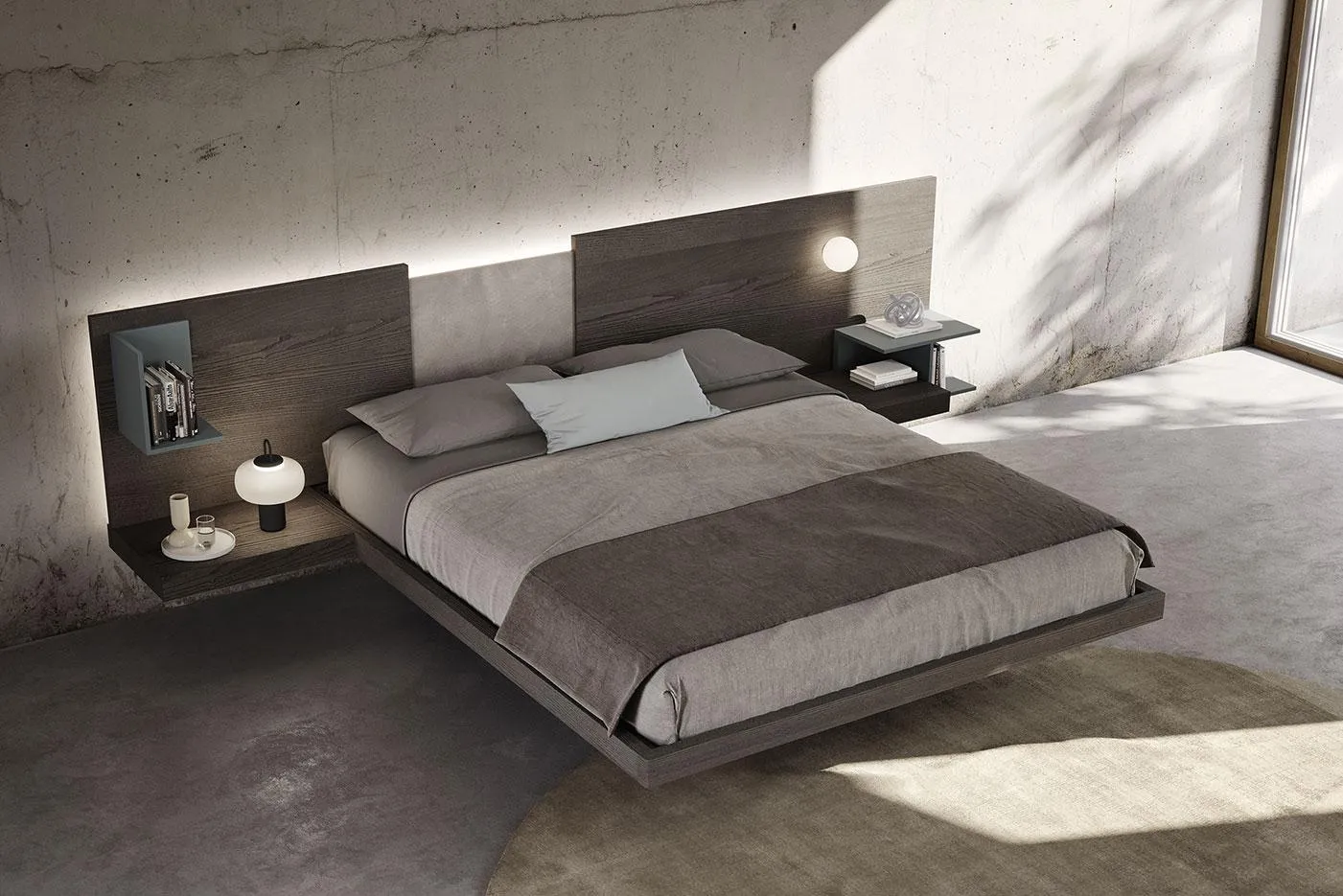 Letto Wall System Dreaming 05 MobilGam con pannelli scuri