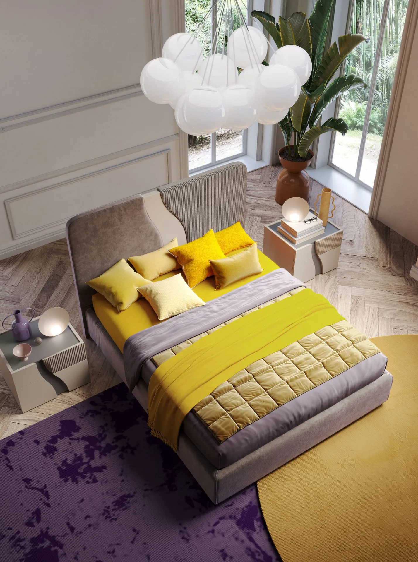 Letto imbottito Wave Mobilificio AG con testiera sagomata a onda