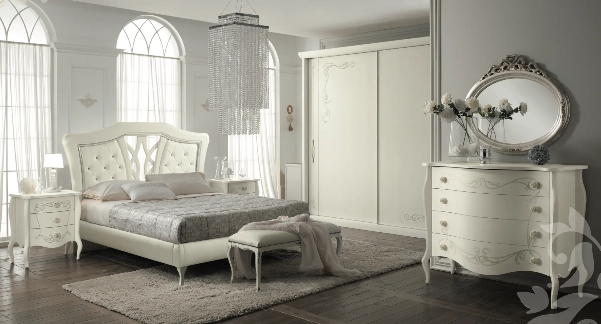 Camera da letto Dior Mobilificio AG con letto capitonné, comò e armadio