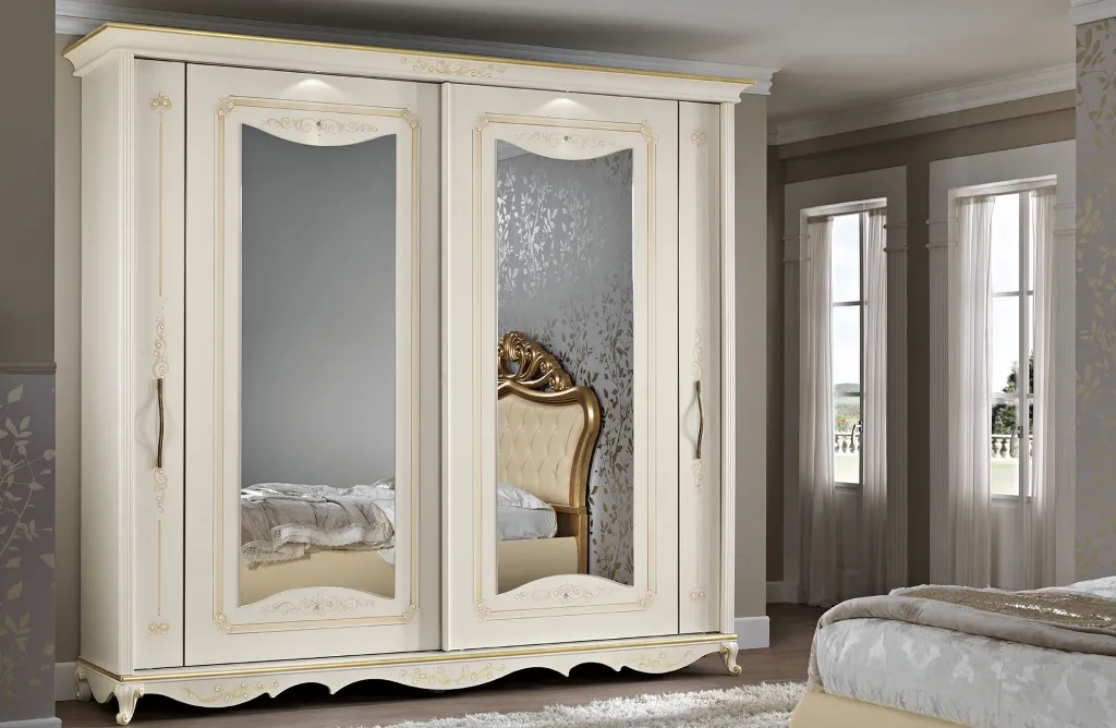 Armadio classico Angelica Mobilificio AG a due ante scorrevoli con specchi sagomati