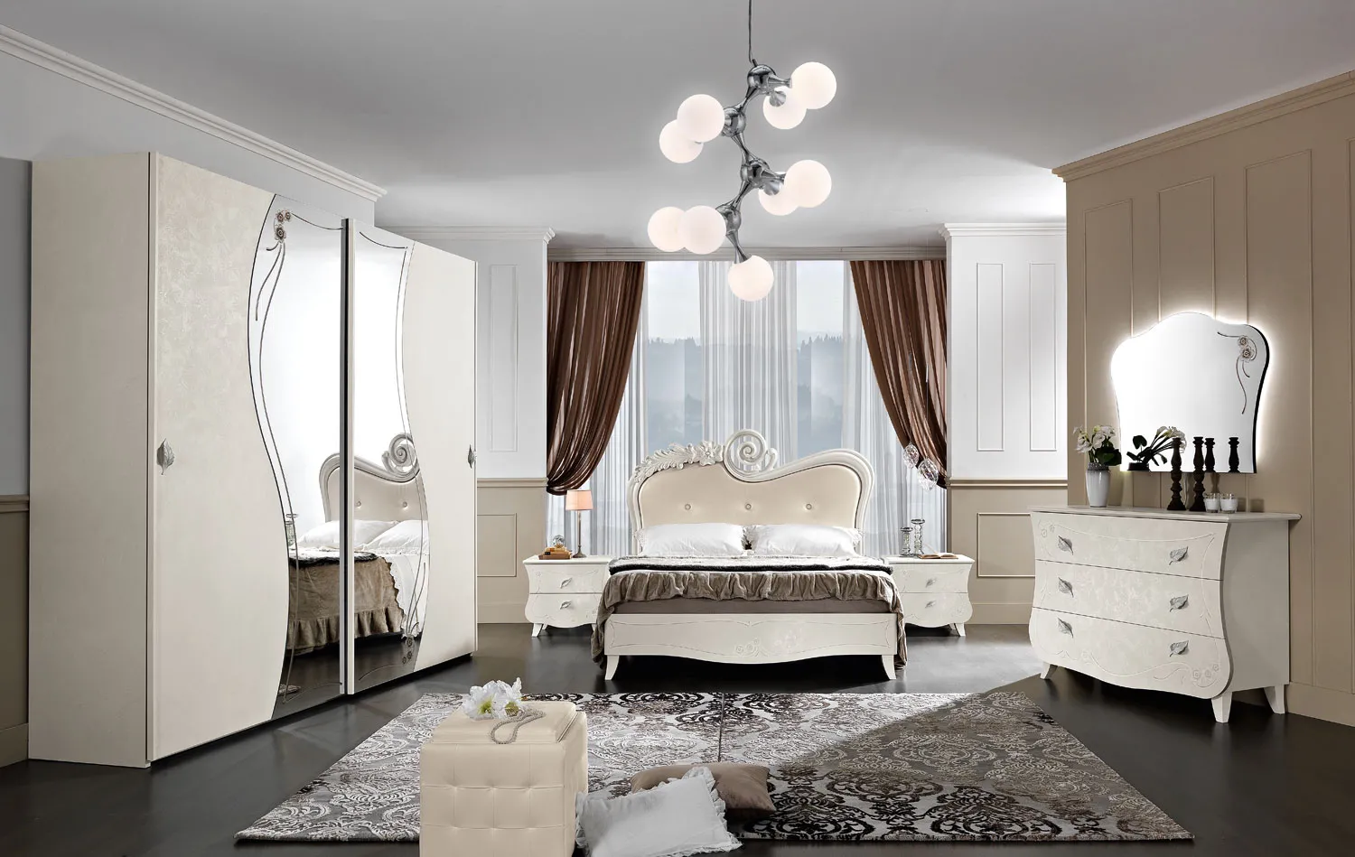 Camera da letto Aurora Mobilpiù in stucco veneziano con armadio a onda