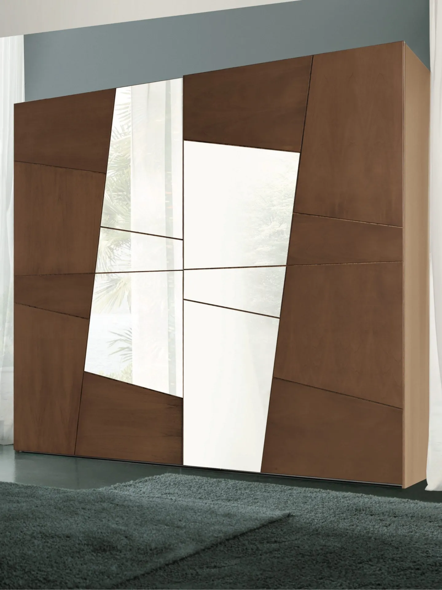 Armadio Decor Modo 10 in noce con ante a specchio