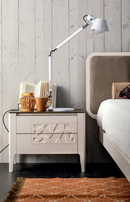 Letto Nuvola Modo 10 in frassino latte con testiera in due colori