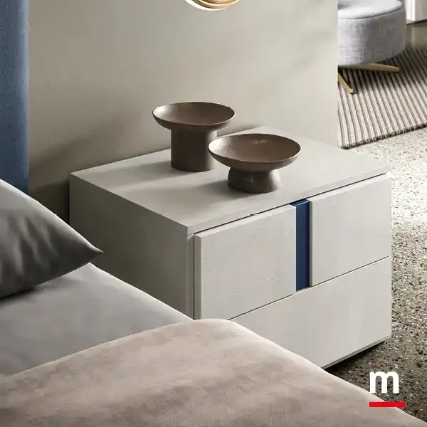 Comodino Cube C13 Moretti Compact in resina con gola blu oltremare