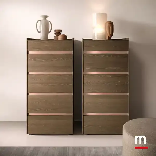 Settimini Brize Z13 Moretti Compact in rovere fiammato con maniglie Golden Rose