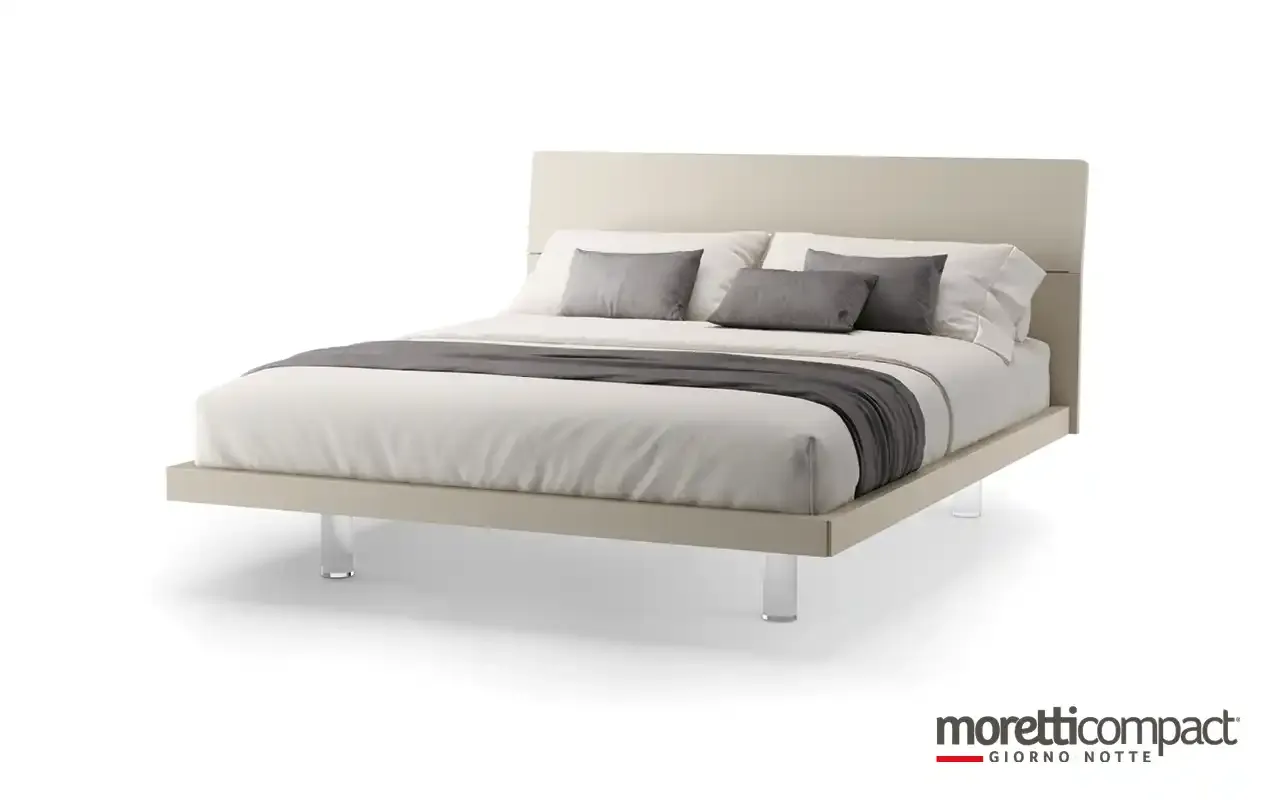 Letto Mix Moretti Compact con testata liscia color sabbia