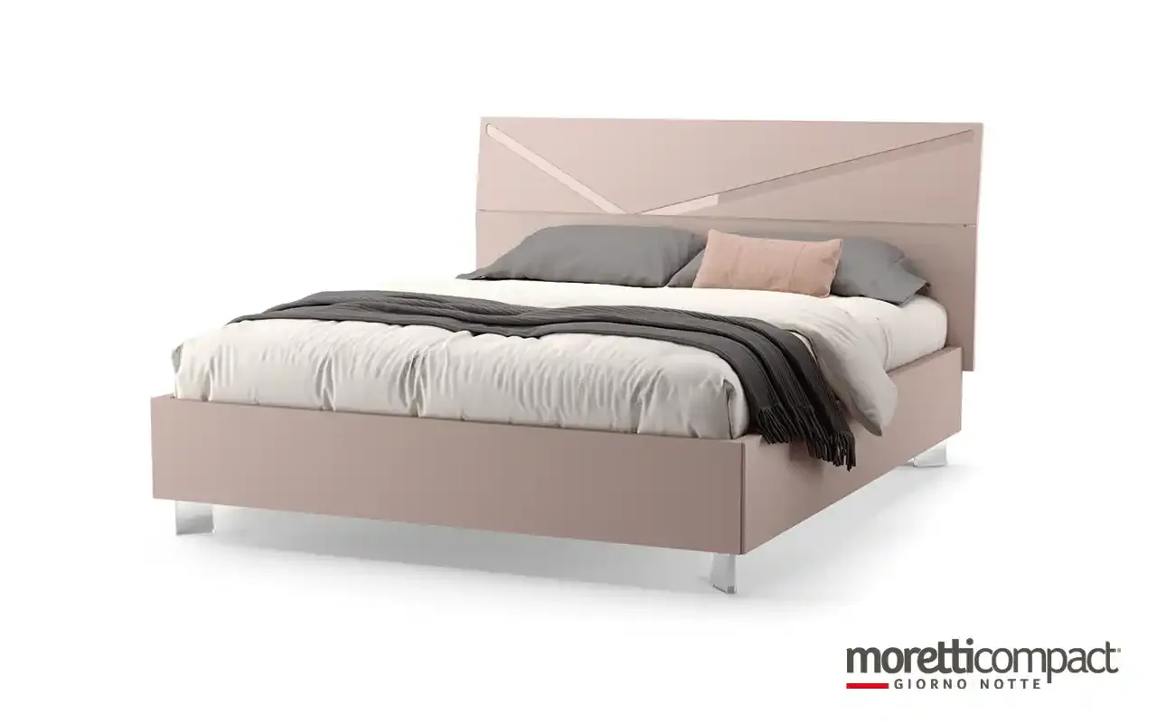 Letto Mix Volturno Moretti Compact rosa con inserto obliquo sulla testata