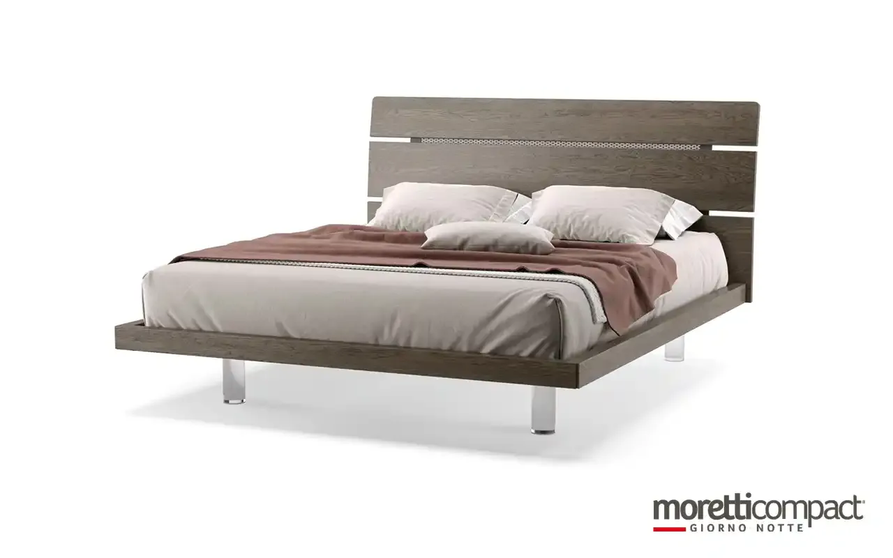 Letto Tree Moretti Compact con testata a listelli in legno scuro