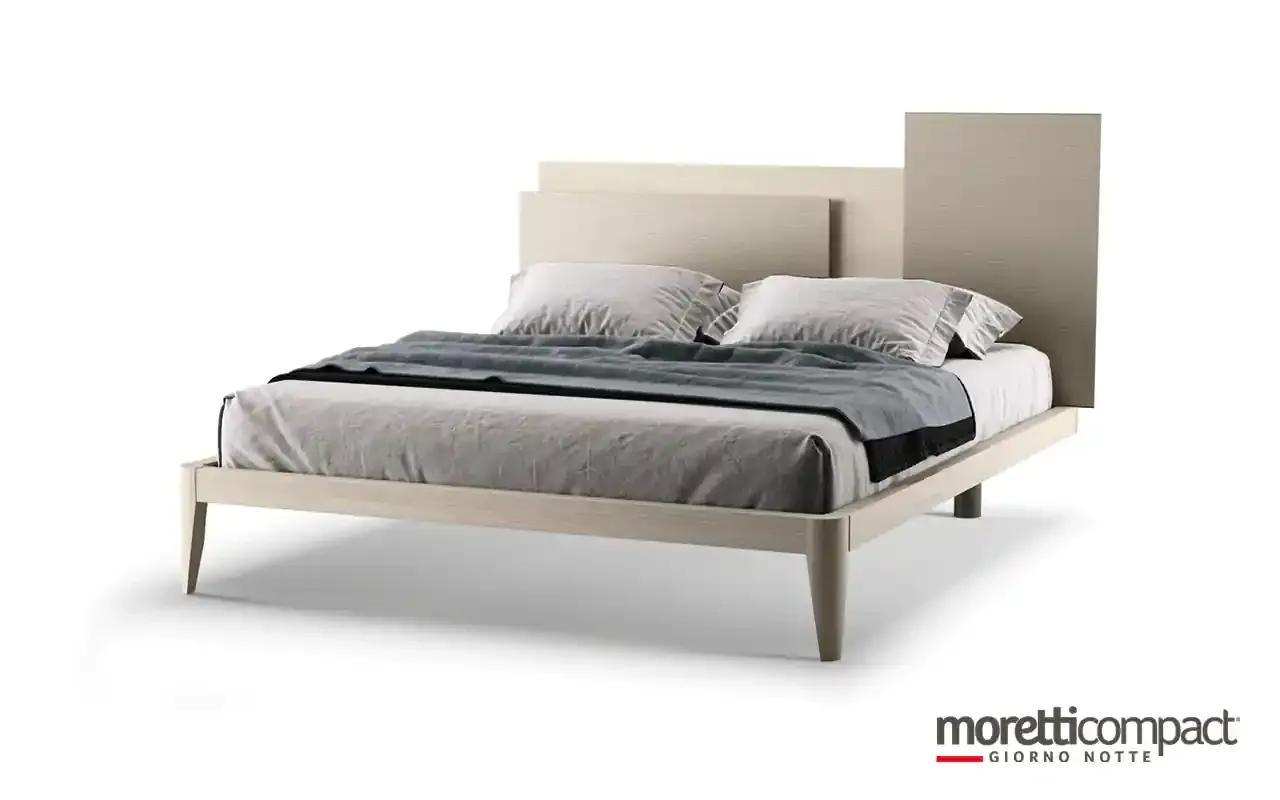 Letto Mondrian Moretti Compact con pannelli della testata in toni sabbia