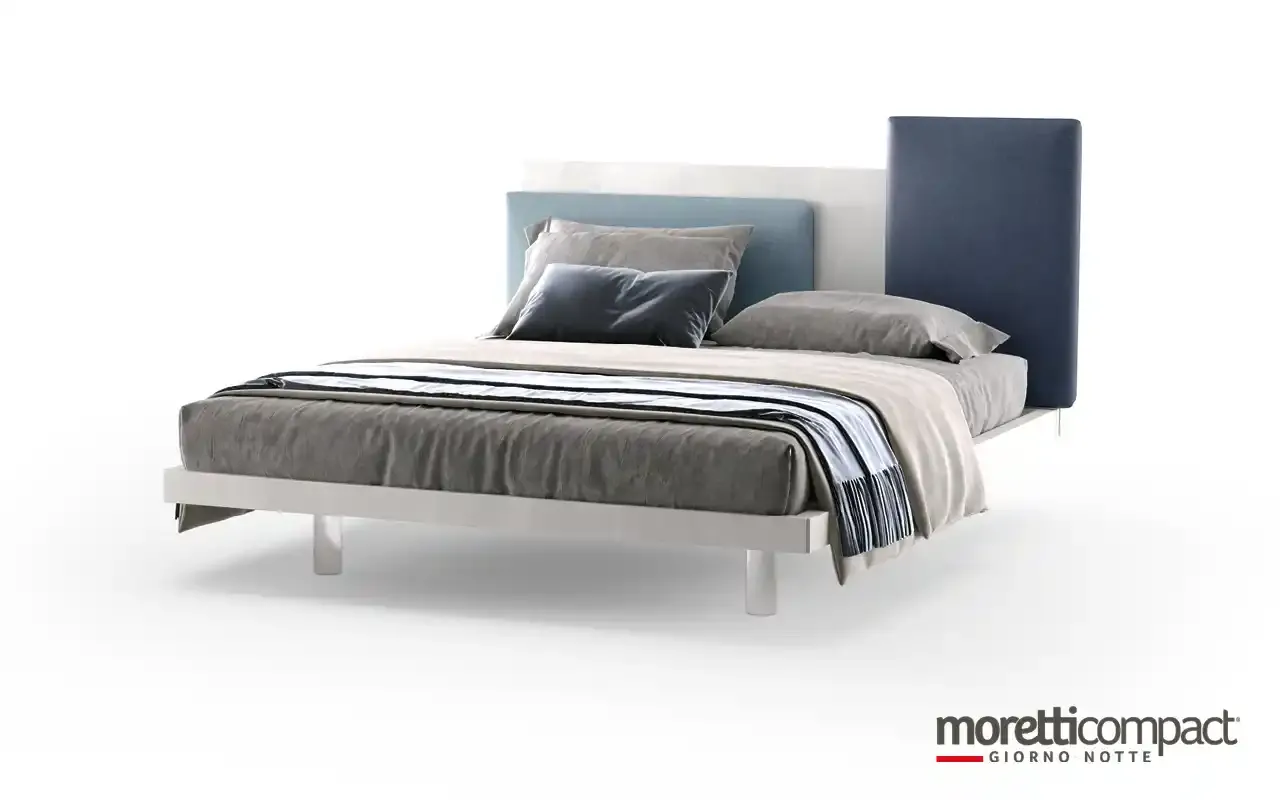 Letto Mondrian Pad Moretti Compact con pannelli imbottiti azzurro e blu