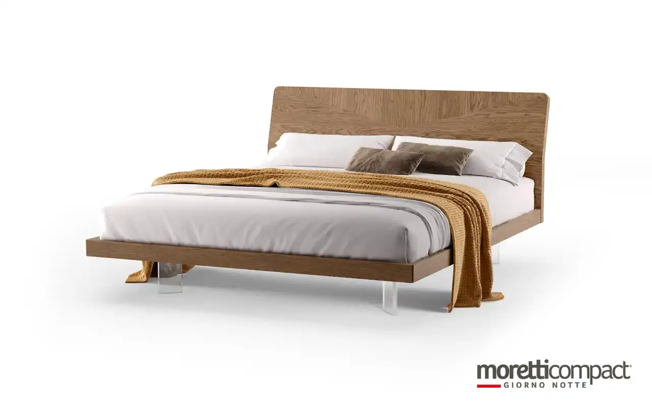 Letto Apollo Moretti Compact con testata in legno color miele