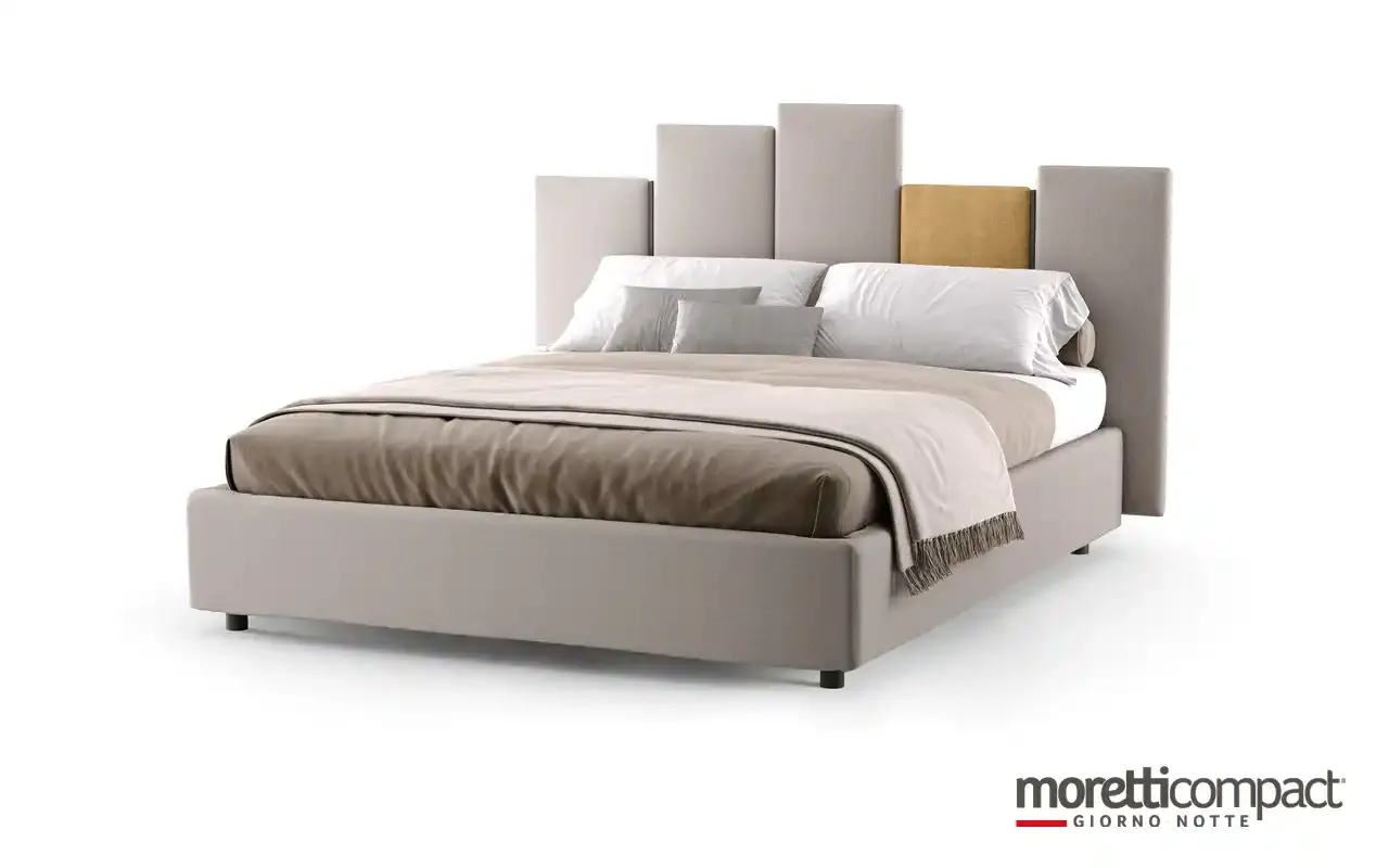 Letto Puzzle 1 Moretti Compact con pannelli imbottiti alti e uno giallo