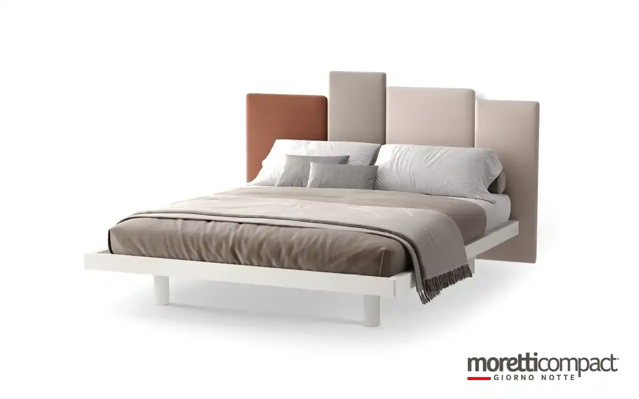 Letto Puzzle 2 Moretti Compact con pannelli in tinte terra sfalsati
