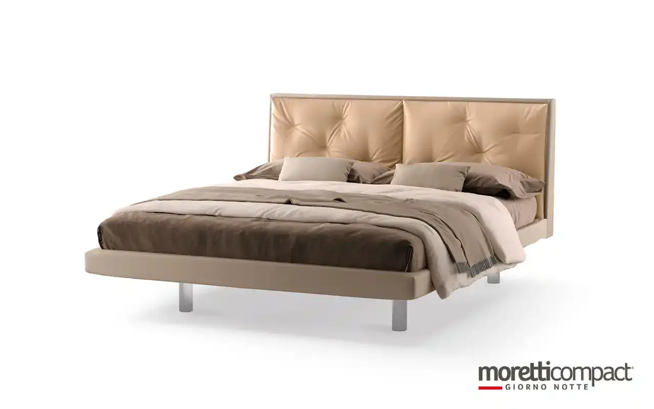 Letto Cross Moretti Compact imbottito con testata a due cuscini punzonati