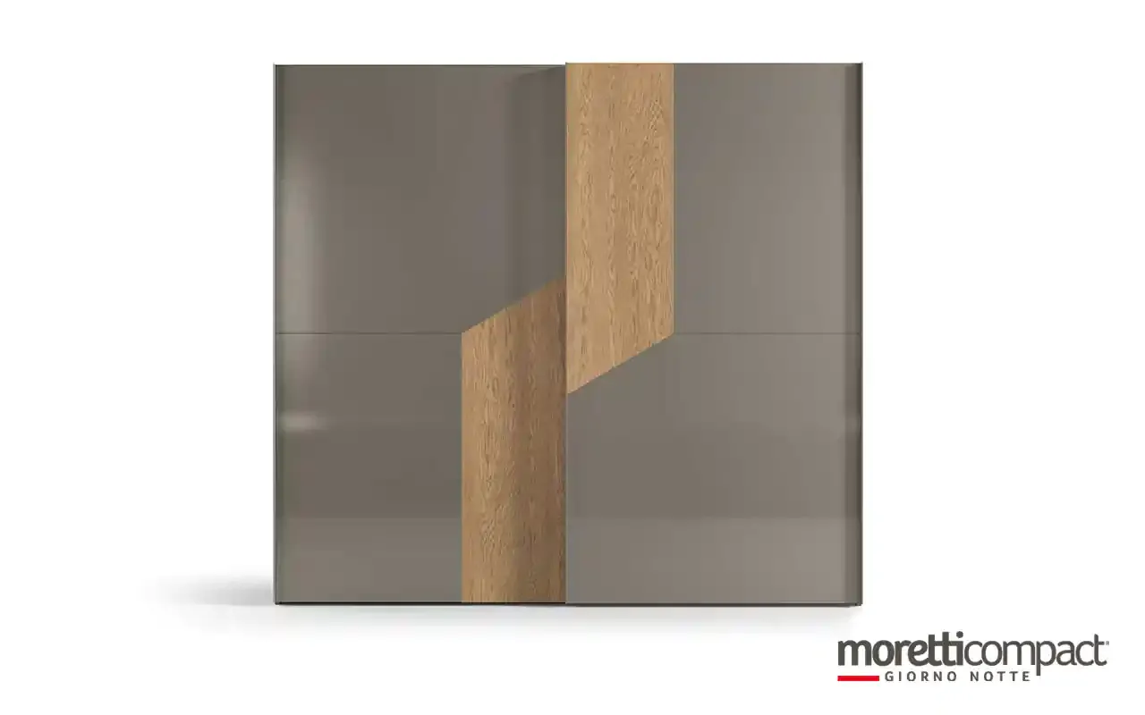 Armadio scorrevole Zenith S152 Moretti Compact grigio pietra con inserto obliquo in rovere