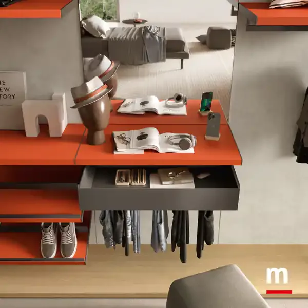 Ripiano corallo con cassetto della cabina G226 Moretti Compact