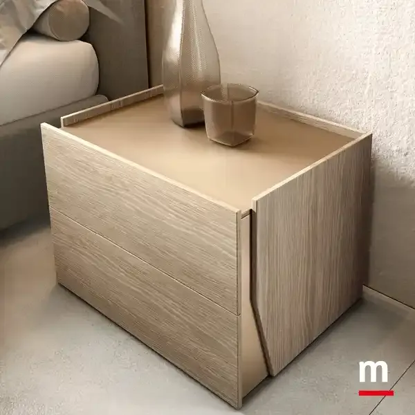 Comodino Brezza B12 Moretti Compact con taglio laterale in rovere