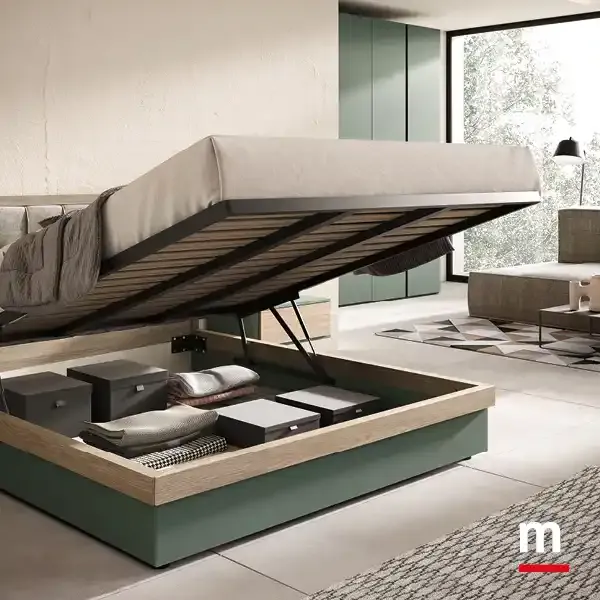 Letto contenitore della camera Cube C14 Moretti Compact con rete sollevata