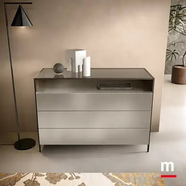 Comò Frame F13 Moretti Compact nichel su telaio metallico