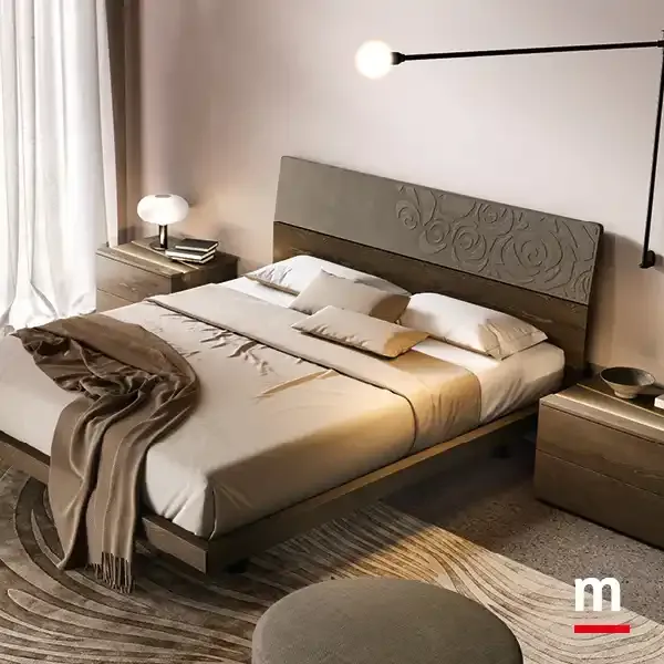 Letto Mix con testata in malta della camera Argo I12 Moretti Compact