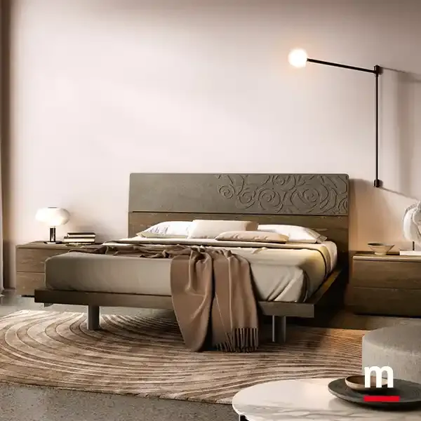 Letto e comodino della camera Argo I12 Moretti Compact