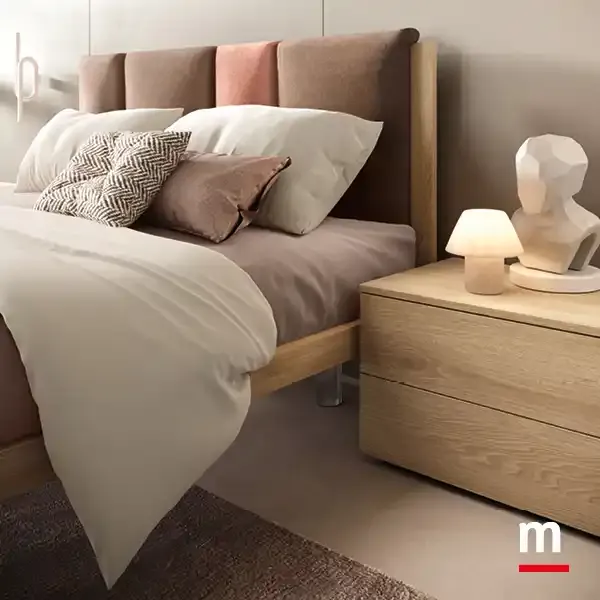 Letto Take con comodino in rovere, camera Argo I13 Moretti Compact