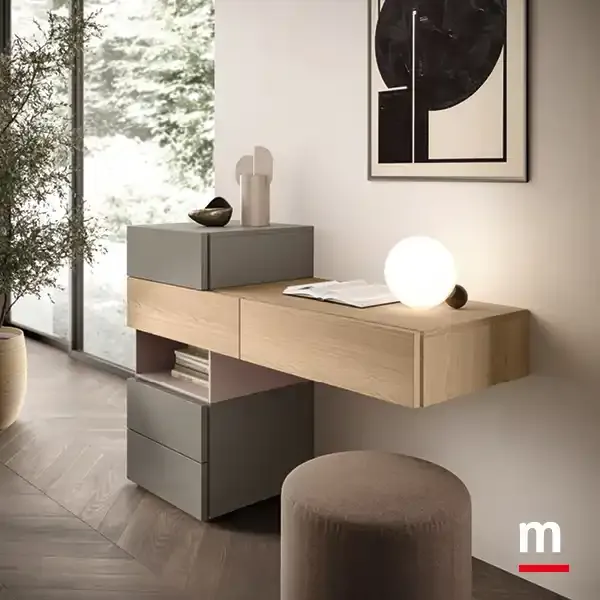 Toeletta sospesa Modula M15 Moretti Compact in rovere e pietra